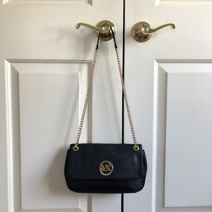 Michael Kors Black Gold Flap MK Handbag